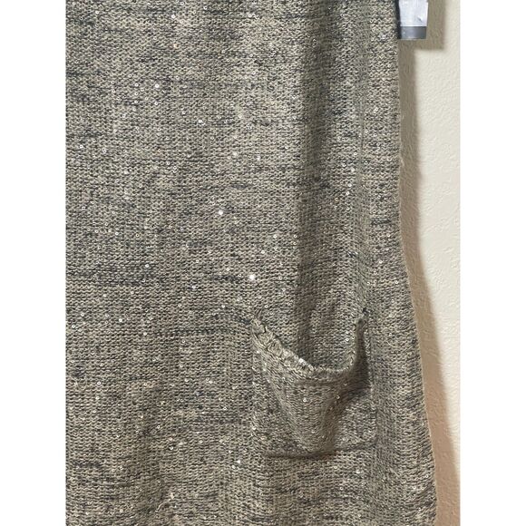 Style & Co Gray/Black Shimmer Sweater Dress Short Pockets Cotton Blen Knit L NEW - Picture 4 of 10